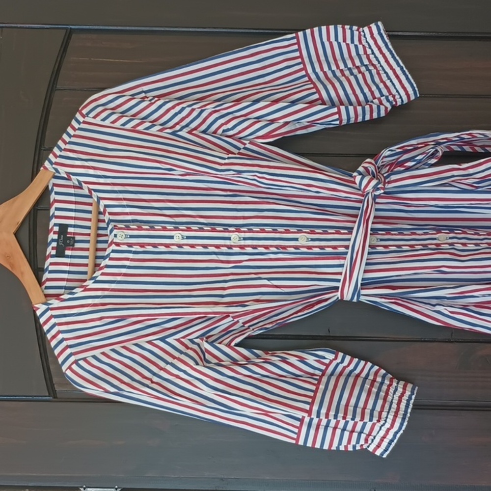 J Crew Red White & Blue Breton Striped Dress